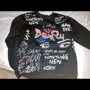 Large black mens long sleeve crew neck sweater